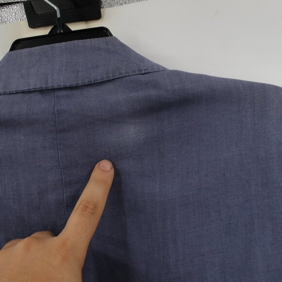 120% Lino Sports Coat medium linen Blue Unstructured notch lightweight blazer - Picture 4 of 16